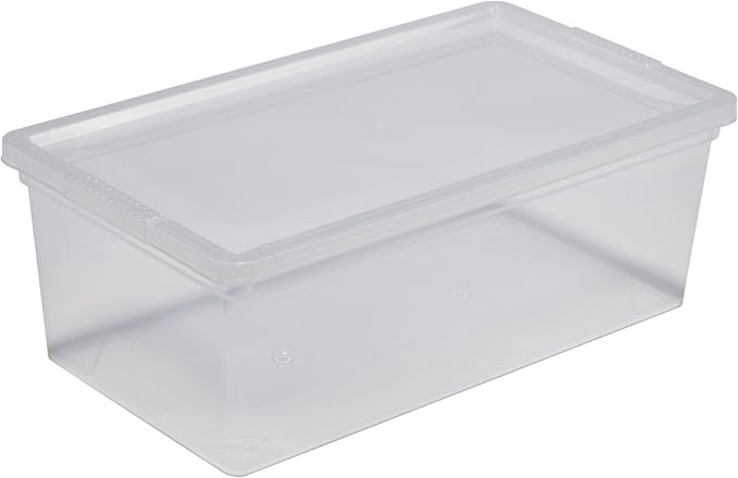 Simplify Storage Bins with Lids | Dimensions: 13.23"x 7.5"x 4.5" |6 Pack| Stackable | Nestable Bins | Great for Clothing | Books | Household Items | Shoes | Home Organization | Clear.