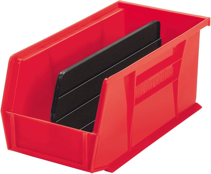 Akro-Mils 40260 Plastic Length Dividers for AkroBins Stackable Storage Bins Model 30260, Custom Storage Inserts for Tools, Crafts & Supplies, Black (Pack of 30)