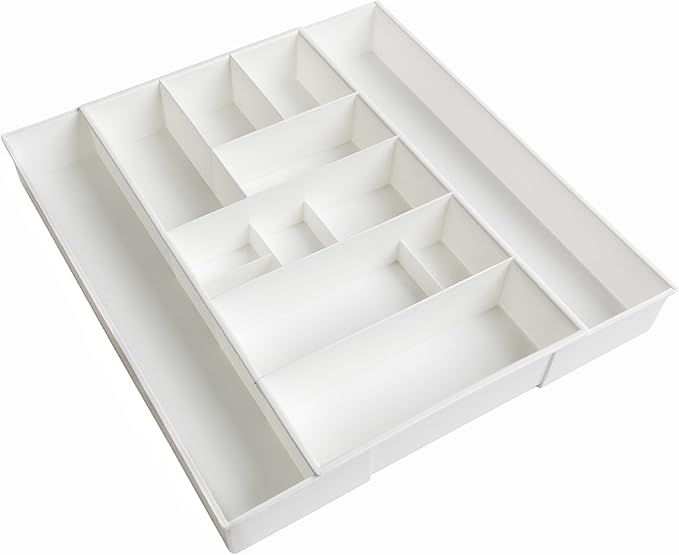 Dial Industries Expandable Junk Drawer Desk Organizer Storage Tray | Adjusts to fit narrow or wide drawers, Keeps pens, tools and small items separated, Great for desks, offices or kitchens
