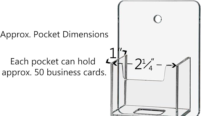 Marketing Holders Business Card Holder Wall Mount for 2" x 3.5" Vertical Reminder Cards Hanging Hardware Included Use for Consultant Firms Hotels Resorts Spas Concierge Schools Sturdy Clear