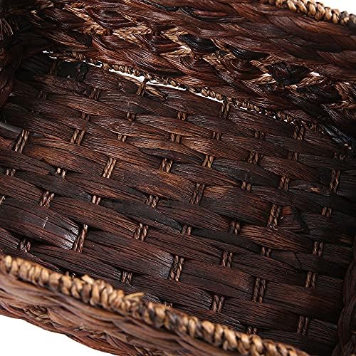 Water Hyacinth Wicker Storage Basket with Wood Handles, Large
