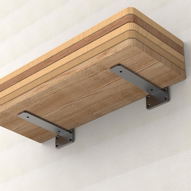 Black Heavy Duty Iron Shelf Brackets,4 inch,Floating Brackets Upgraded, Heavy Duty Iron Shelf Brackets, Industrial Moder