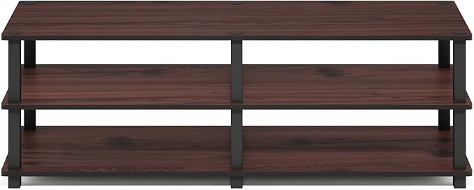 Furinno TURN-S-TUBE Shoe Rack, 3-Tier Wide Shoe Organizer, Open Shelf Rectangular Shoe Storage Rack, 11.6 x 47.2 x 15.4, Toolless Assembly, for Closet Entryway, Office, Garage, Dark Cherry