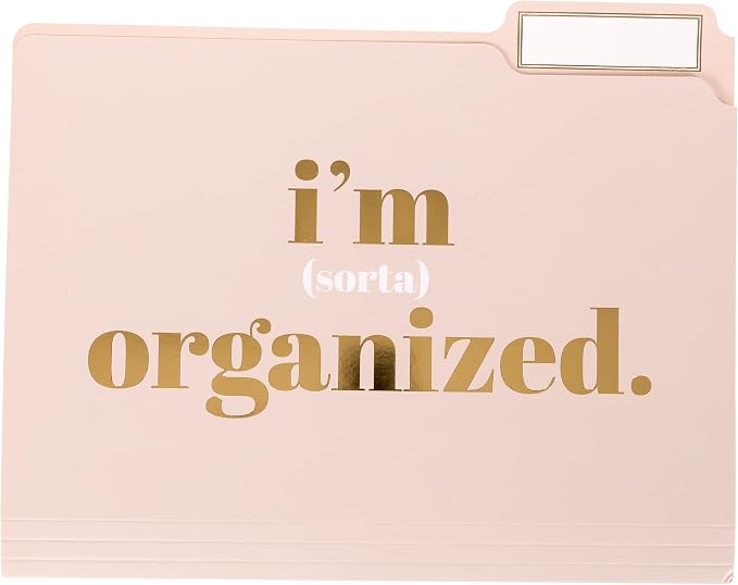 Graphique Designer “I’m Busy” File Folders | Set of 9 (3 Designs) | Letter Size Organizers | Decorative Office Supplies | Durable Coated Cardstock | Gold Foil Lettering| 1/3-Cut Tabs