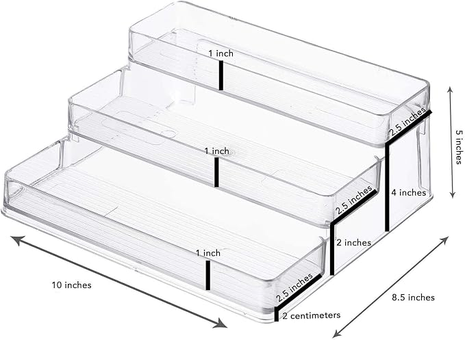 Home Intuition 3-Tier Spice Rack Step Shelf Cabinet Organizer, Clear (2)