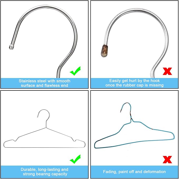Seropy Coat Hangers Clothes 10 Pack Wire Hangers Heavy Duty Stainless Steel Hangers with Non Slip Grooves, 16.5 Inch Ultra Thin Metal Hangers Space Saving Clothing Hanger