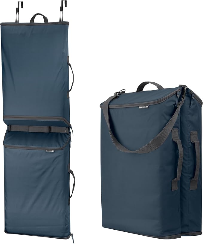 CleverMade Convertible Double Laundry Hamper, 43L, Over-the-Door, Ocean | Dual compartments, bottom zippers, hooks and carry strap streamline sorting and unloading for dorms, apartments and bathrooms