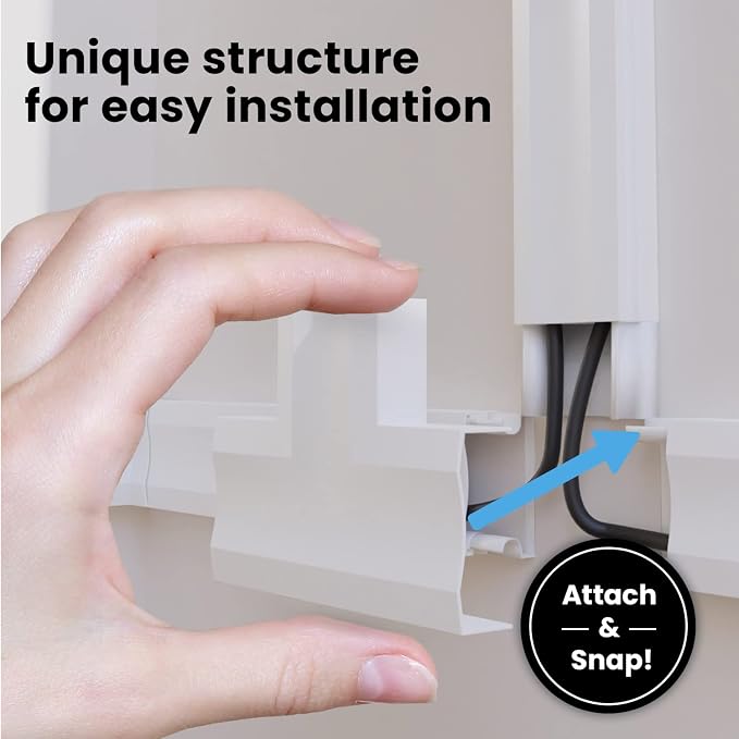 EVEO Cable Hider Wall 306” - Cable Raceway Cord Hider - Wire Covers for Cords on Wall, Cord Cover, Wall Cable Hider, Cable Concealer, Wire Hiders for TV on Wall - 20X (L16 W0.95 H0.5) - Medium | Grey