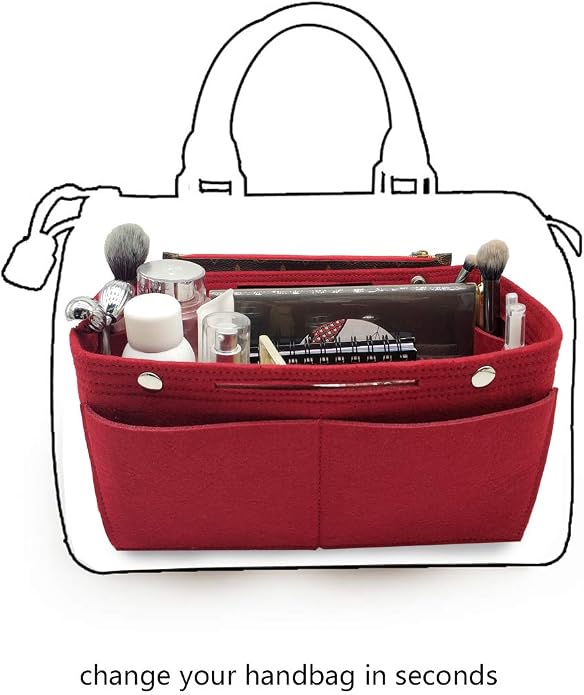 LEXSION Felt Purse Organizer Insert Multi Pocket Bag Organizer Shaper | zipper bag, tote shaper, multi pocket bag, handbag shaper, various sizes
