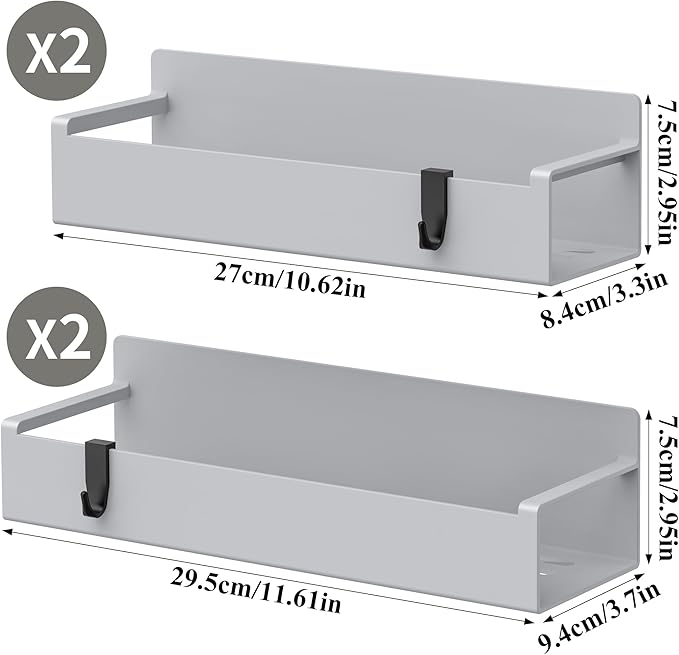 HuggieGems 4 Pack Magnetic Spice Rack Organizer for Refrigerator and Oven, Silver Fridge Organizers and Storage for Kitchen