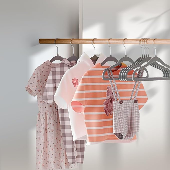 Stormix Baby Velvet Hangers Non-Slip Space Saving Swivel Hook 30 Pack Gray
