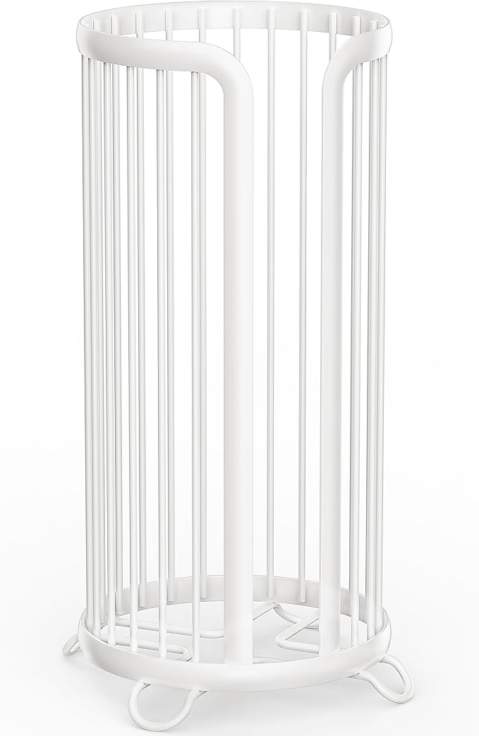 Bunoxea Toilet Paper Holder Stand, Freestanding Toilet Tissue Organizer, Minimalistic Storage Solution, Reserve Mega Rolls,Modern -2PACK White