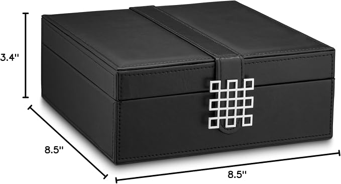 Glenor Co Earring Organizer - Classic 50 Section Jewelry Box/Case/Holder for Earrings, Rings, Necklaces, Jewelry, Cufflinks or Collections -2 Layer Small Compartments with Large Mirror - Black