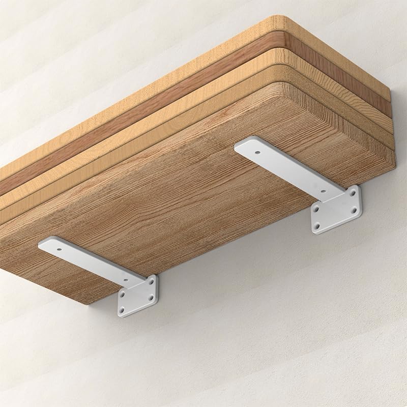 White Heavy Duty Iron Shelf Brackets,8 inch,Floating Brackets Upgraded, Heavy Duty Iron Shelf Brackets, Industrial Moder