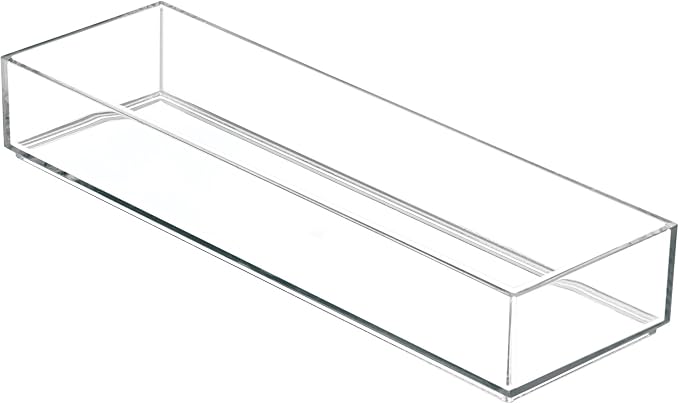 iDesign Plastic Drawer Organizer, 4" x 12" x 2", Clear | Storage Container, For Silverware, Utensils, Kitchen Gadgets, For Pantry, Cabinets, Countertops