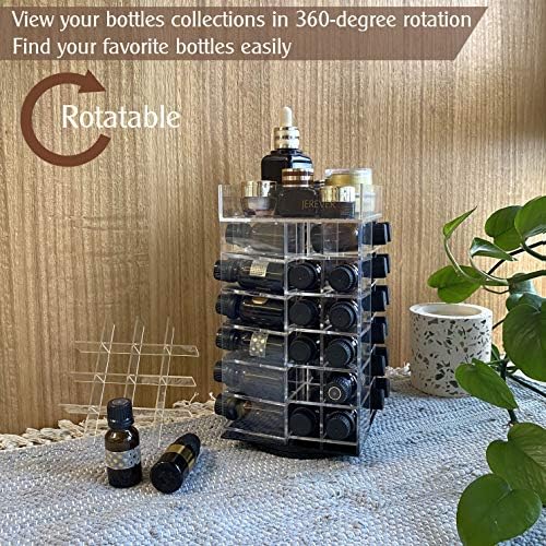Essential Oil Storage Rack Rotating Tower Organizer Acrylic Clear Display Holder for 64 bottles 5ml 10ml 15ml (Bottles n
