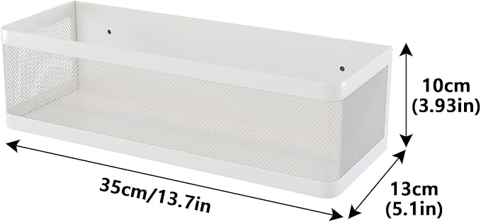 1 Magnetic Spice Rack For Refrigerator Hanging Shelf Wall Mount Kitchen Gadgets Shelves Magnet Organization (White, 13.8''L*5.1''W*3.9''H)