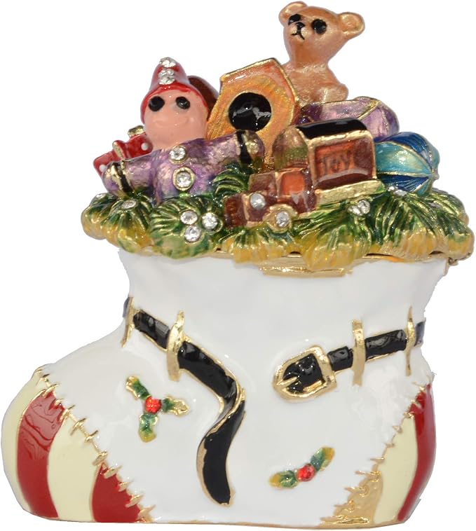 Christmas Ornament Trinket Box Jewelry Box Hand Painted Decorative Box with Hinged Lid Ring Earring Holder Holiday Figurine Collectible