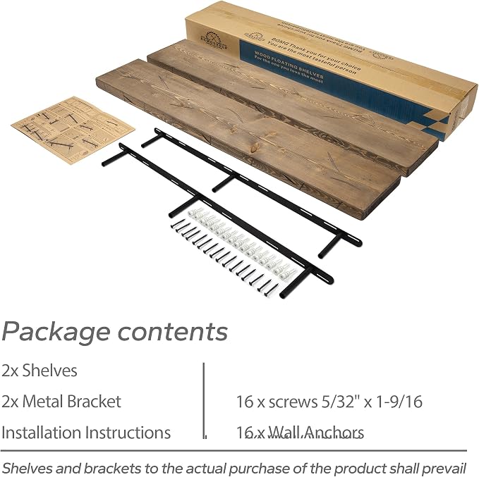 BGMG Floating Shelves 42 inch Long, Distressed,Wide Rustic Wooden Wall Shelves for Bathroom Living Room Bedroom Kitchen Farmhouse Set of 2-42x6.7x1.25 inch-Distressed Walnut