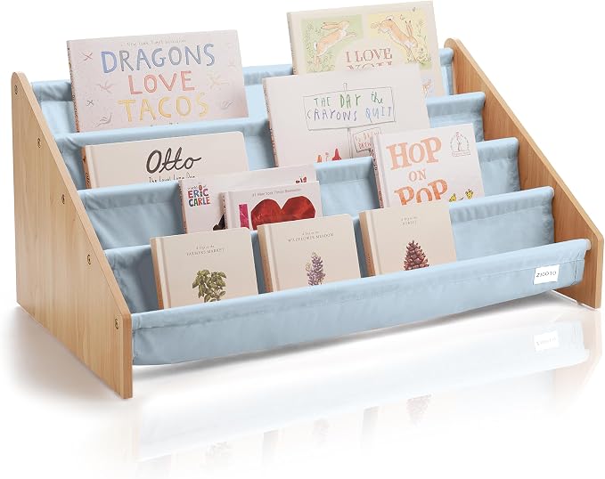 ZICOTO Decorative Wooden Bookshelf for Kids Rooms - Keeps Plenty of Books Neatly Organized & Within Reach for Toddlers - Easy Install Montessori Book Shelf for Baby's Bedroom or Playroom Decor