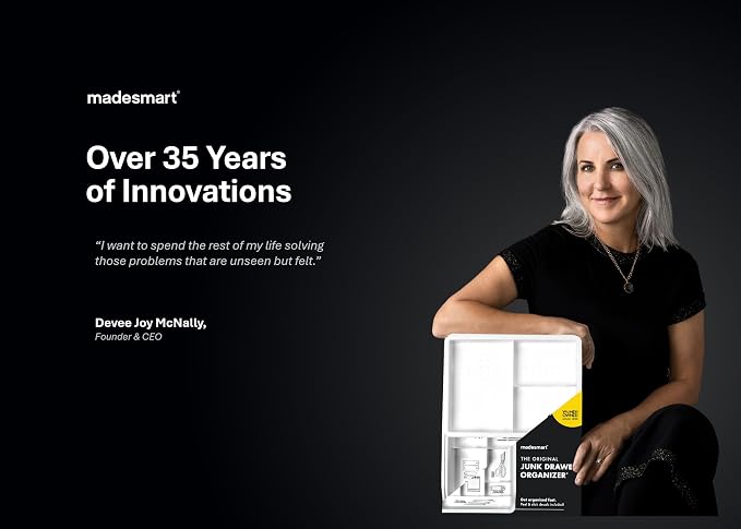 madesmart Classic 13 x 4 Long Storage Bin, Carbon | non slip feet, rounded corners, open compartment, soft grip lining, utensils tools supplies, office craft items, woman owned