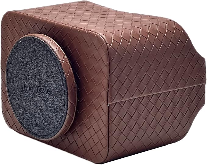 UnionBasic Rotating Desk Organizer, 360 Desk Spinning Caddy, Desktop TV Guide/Mail/Media/Remote Controller Holder Organizer, Woven Coffee