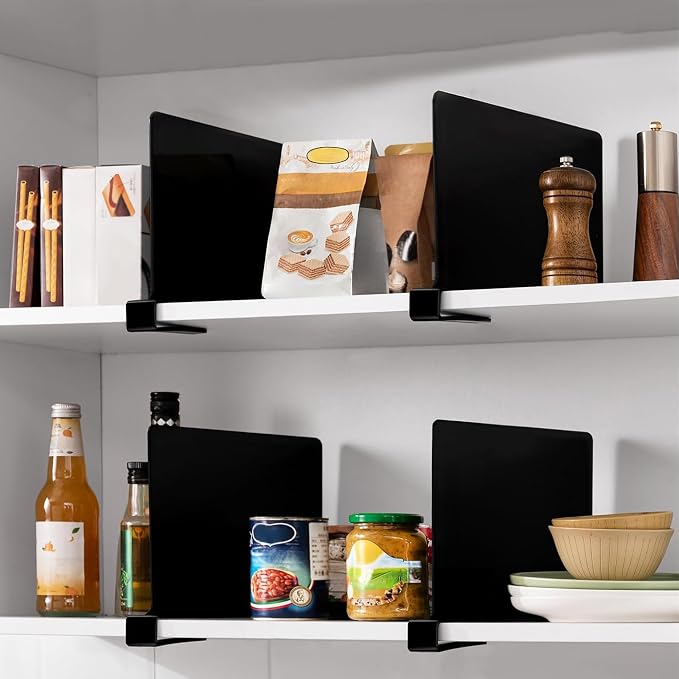 HBlife 8 Pack Black Shelf Dividers, Vertical Purse Organizer for Closet Perfect for Sweater, Shirts, Handbags in Bedroom and Kitchen, Adjustable Acrylic Bookshelf for Organization
