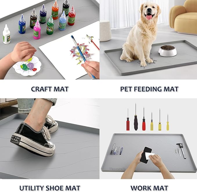 Heavy Duty Under Sink Mat,28" x 22" Silicone Waterproof Mat,Extra Thick Under Sink Liner,Kitchen Bathroom Cabinet Mat and Protector for Drips Leaks Spills£¬Grey
