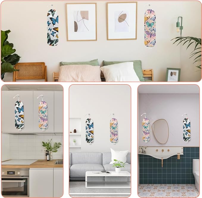 2Pcs Butterfly Plastic Bag Holder, Wall Mount Grocery Bag Holder for Plastic Bags, Colorful Butterflies Washable Grocery Bags Storage Dispenser for Home Kitchen Decor, Butterfly Gifts for Women Mom