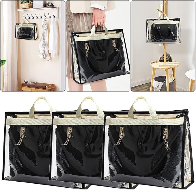 Outgeek 3PCS Purse Storage Bag Organization Purse Dust Bag Organizer Clear Plastic Lightweight Protective Waterproof Handbag Protector