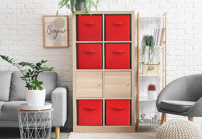 Sorbus Fabric Storage Cubes - 6 Foldable Storage Bins for Organizing Pantry, Cubbies, Toy Box - Clothes Storage & Closet Organizer - 13 Inch Collapsible Cube Baskets for Shelves with Handle