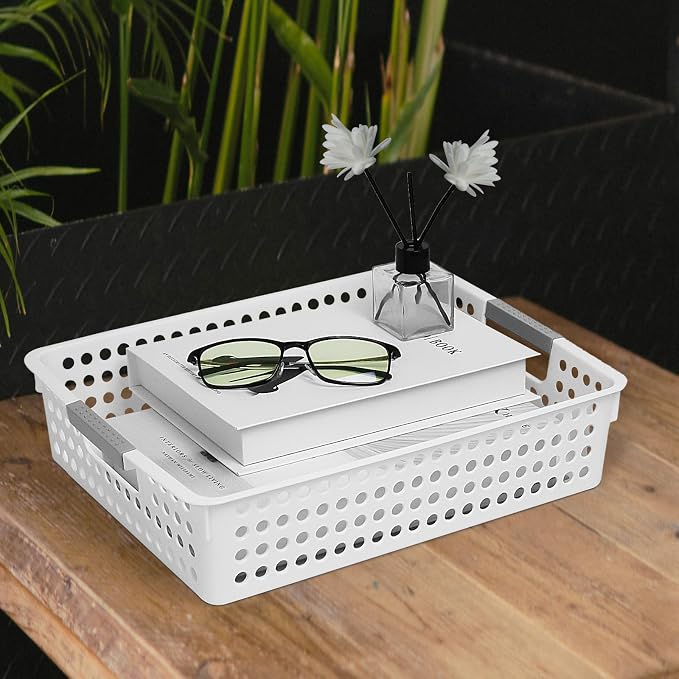 Soddeph A4 Paper Trays for Classroom with Grip Handles,Book Baskets for Library, Drawers, Office, Home,Desk,Turn in Trays Classroom Plastic Storage Baskets