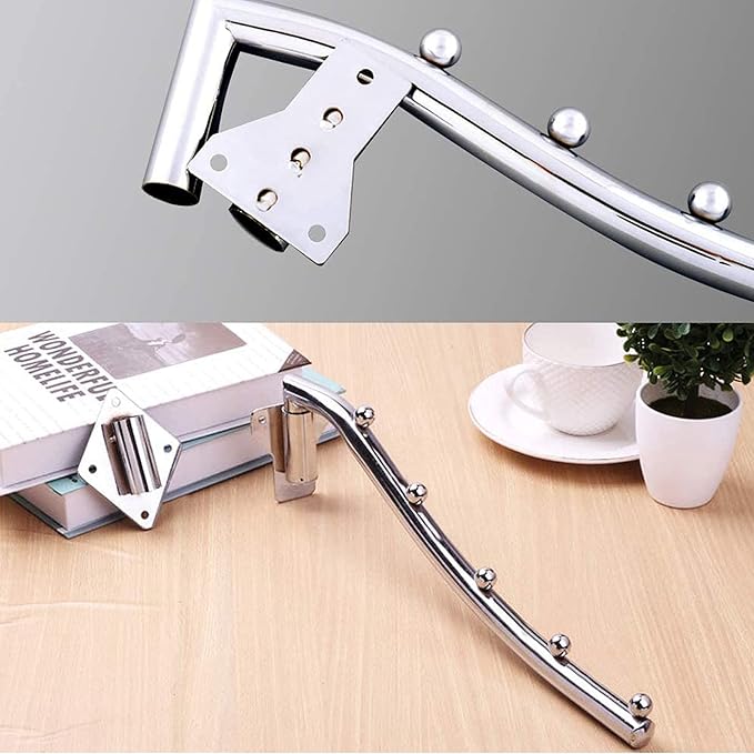 Folding Wall Mounted Clothes Hanger Rack, Stainless Steel Garment Hooks with Swing Arm Holder, Space Saver Clothing Hanging System Closet Storage Organizer with Screws for Bedroom Laundry Room, 1 Pack