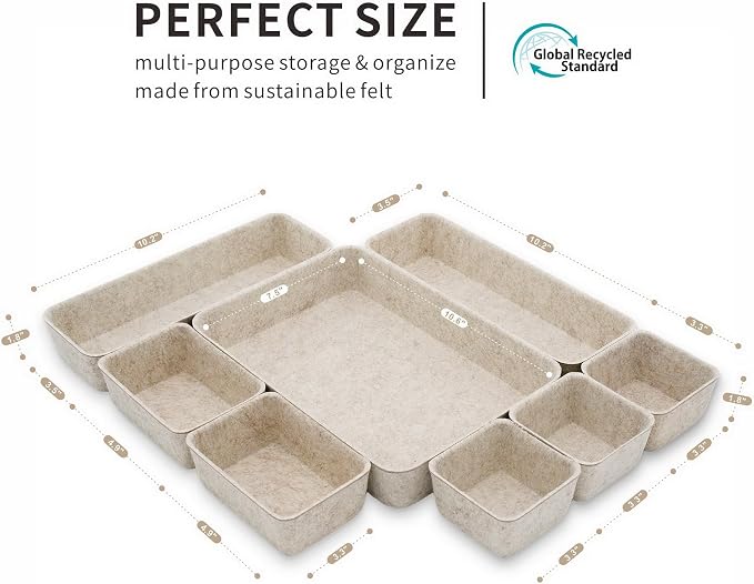 Welaxy 8pc Nordic Minimalist Desk Organizer Tray Beige Oatmeal Storage