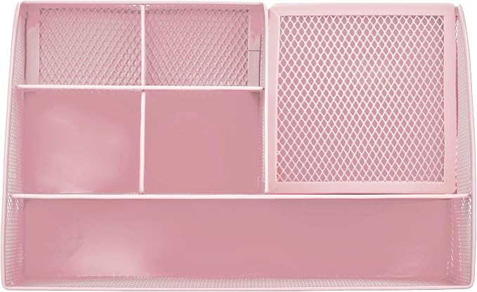 Exerz Desk Organizer Light Pink Office Desk Accessories Supplies Office Storage Desktop Pencil Pen Holder with Drawer Home Workspace
