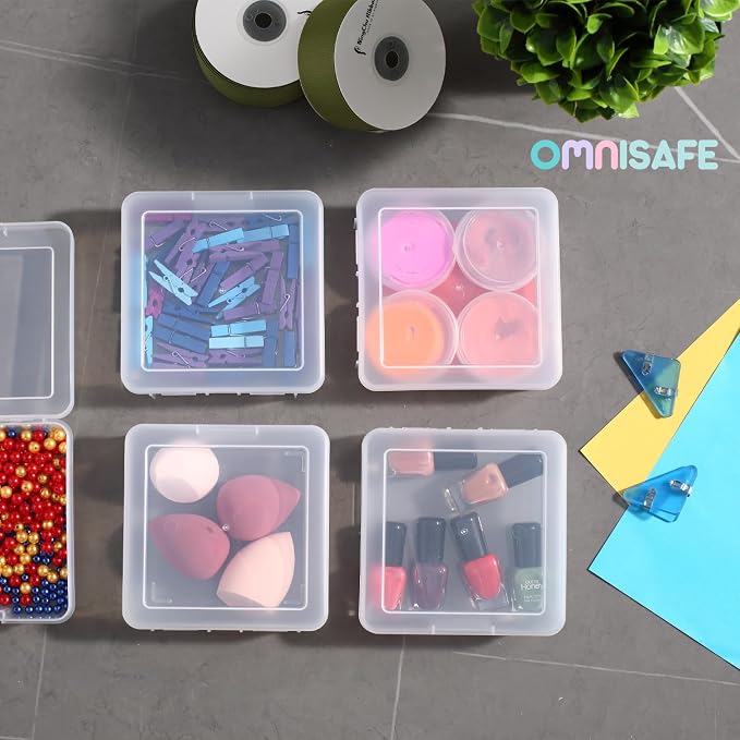 18 Pack Small Plastic Hobby Art Craft Organizer,Storage Containers | Stackable Design, Clear, Latching Lid, High-Grade Material, for Pencil Box, for Crayon