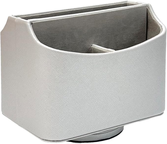UnionBasic Rotating Desk Organizer, 360 Degree Desk Spinning Caddy, Desktop TV Guide/Mail/Media/Remote Controller Holder Organizer, Silver