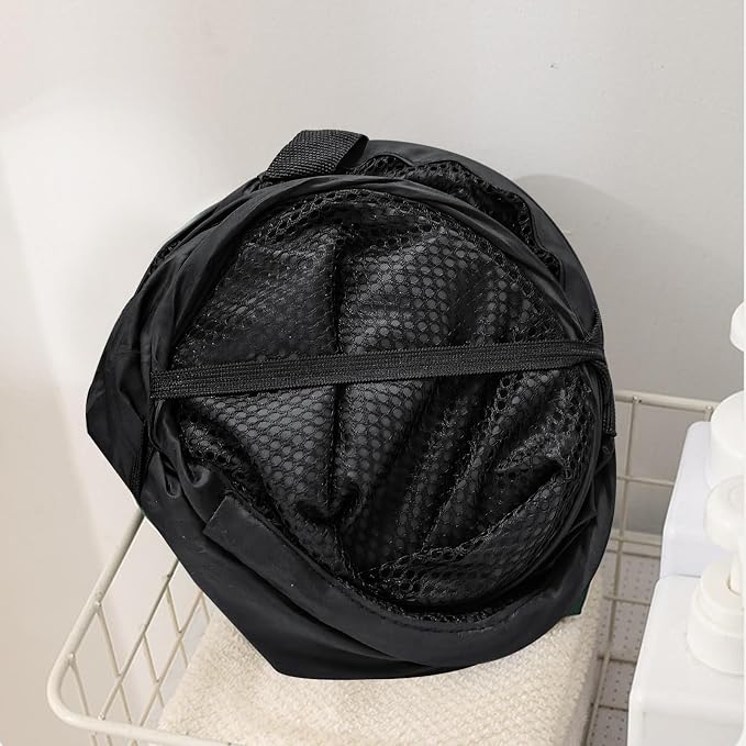 Collapsible Mesh Pop Up Laundry Hamper 2Pack Foldable Laundry Basket for clothing, stuffed animals, towels, for Laundry Room, Dorm, Apartment (Black+Grey)