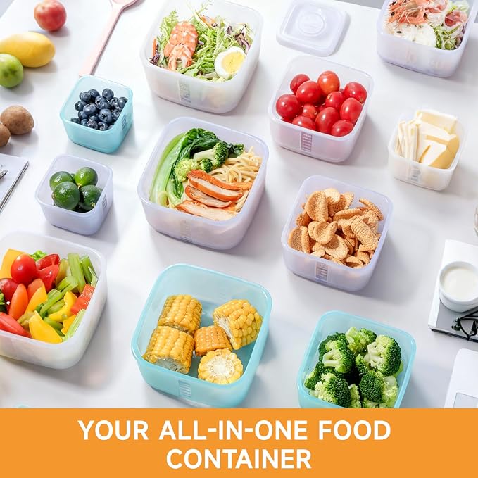 OTB Set of 2 Reusable Silicone Containers Clear, Nesting Leak-free Silicone Food Storage Boxes, BPA Free, Airtight, Dishwasher and Freezer Safe