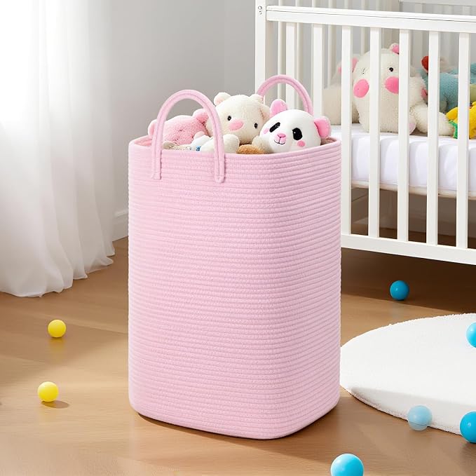 Artfeel Laundry Basket,Woven Cotton Rope Laundry Hamper,100L Versatile Storage for Dirty Clothes,Baby Toys,and Blankets in Bathroom, Nursery,and Living Room