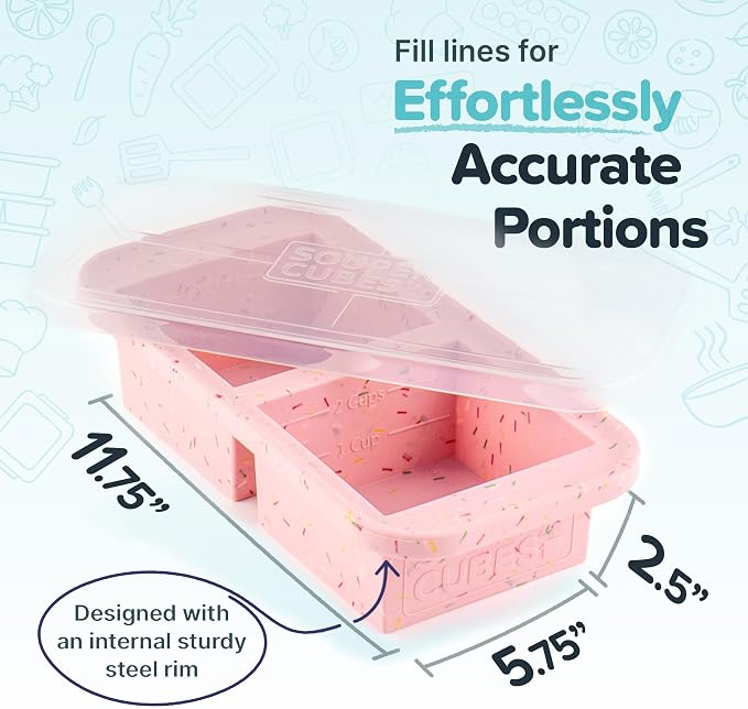 Souper Cubes 2 Cup Silicone Food Freezer Mold, Cotton Candy, 1-Pack | 100% Platinum-Cured Silicone Freezer Cube, Oven and Microwave Safe, Perfect for Freezing Lasagna, Casseroles and More