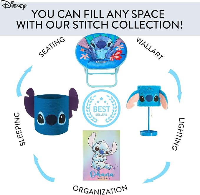 Lilo & Stitch Collapsible Storage Cube with Removable Lid,10"x10"x10" Fabric Organizer Bin for Kids’ Toys, Clothes & Accessories, Bedroom or Playroom Storage Box