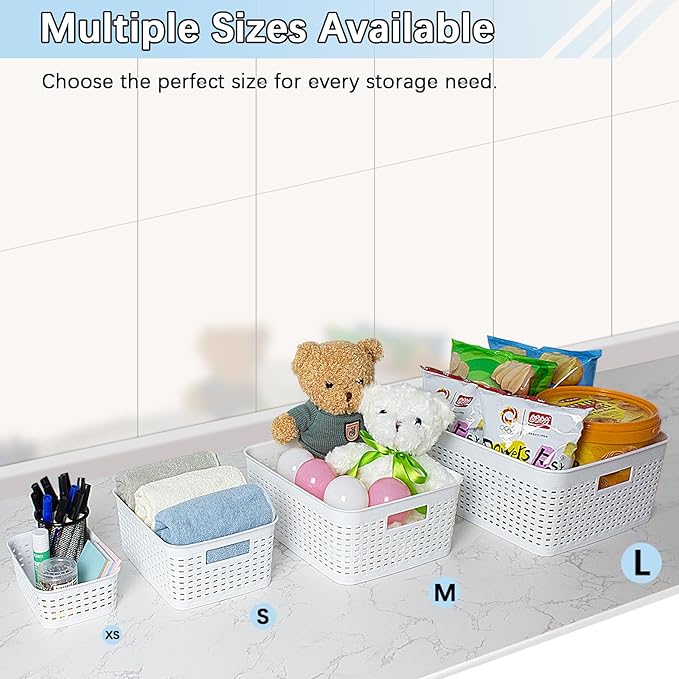 Soddeph Plastic Storage Baskets for Cabinets, Household Pantry Organization with Handle,Organizer Bins for Room,Bathrooms,Under-Sink,Kitchen (Green, XS-3PACK)