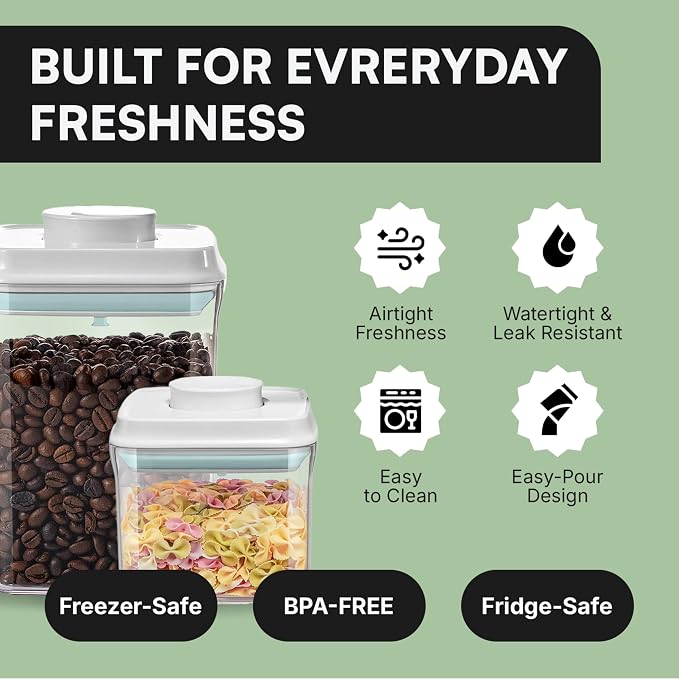 Bop Top Airtight Food Storage Containers with Lid 16.5 Cups / 135 oz | Kitchen Canister Sets | Air Tight Pantry Container | Pop Top Dry Food Storage Containers for Snacks, Sugar, Flour, Baking, Pasta