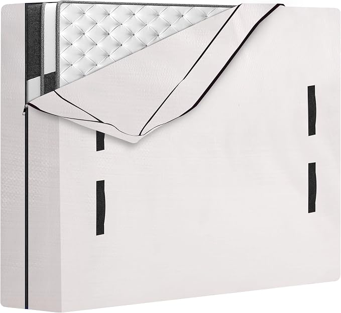 HOMESURE Mattress Bags for Moving and Storage with 8 Handles - Mattress Cover for Moving - Heavy Duty, Strong Zipper Closure, Moving Supplies & Moving Bag - Semi-Transparent, Full