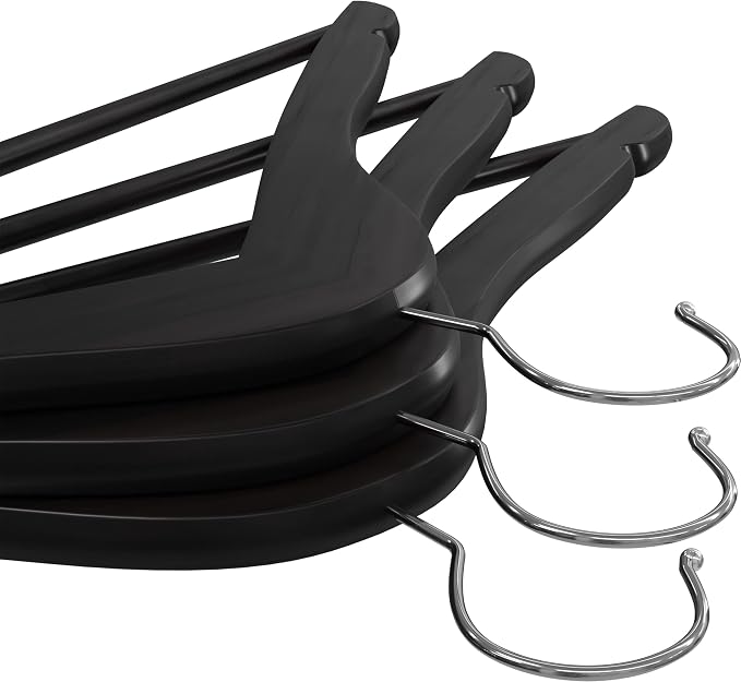 Utopia Home Premium Wooden Hangers 20 Pack - Durable & Slim Coat Hanger - Suit Hanger with 360-Degree Rotatable Hook - Wood Hangers with Shoulder Grooves (Black Color)