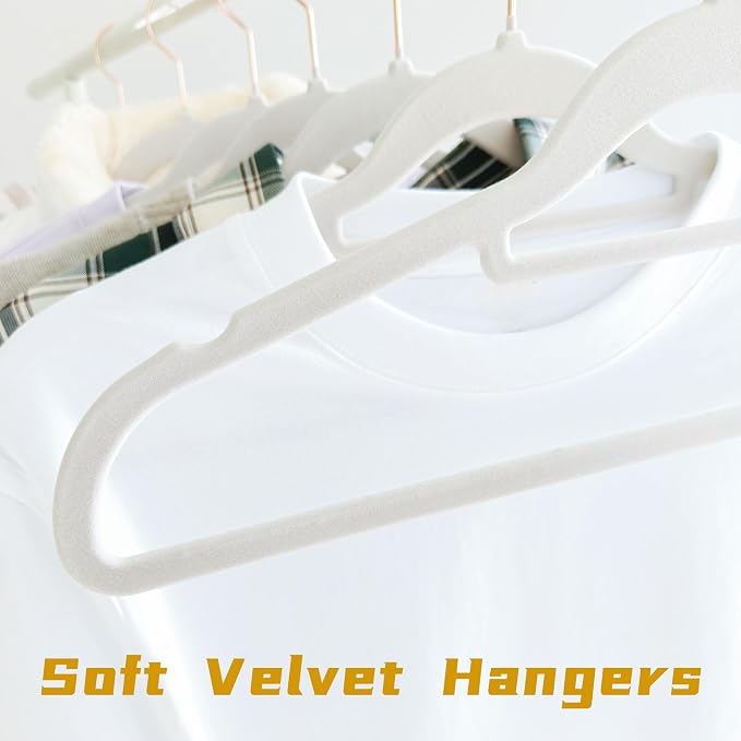 Gray Velvet Hangers 30 Pack - Rose Gold Hook, Space Saving Non-Slip Clothes Hangers, 16.5 Inch with Tie Bar for Coats,Sweater,Jackets,Dresses, Shirts, Suits & T-Shirts