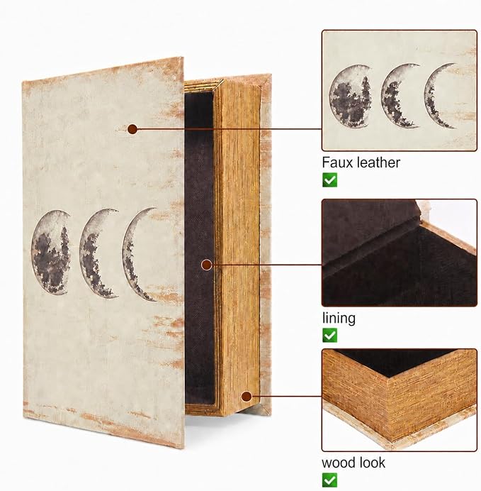 PACOLO Decorative Book Boxes, Faux Wood with Magnetic cover Storage for Hidden Jewelry, Money, and Cash (Lunar Eclipse)