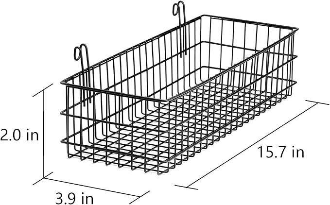 Kaforise Hanging Basket for Wire Wall Grid Panel, Multi-Function Wall Storage and Display Basket, Flower Pots Shelf Balcony Plant Storage Holder, Extra Large Size,15.7"×5.9"×3.9",Black