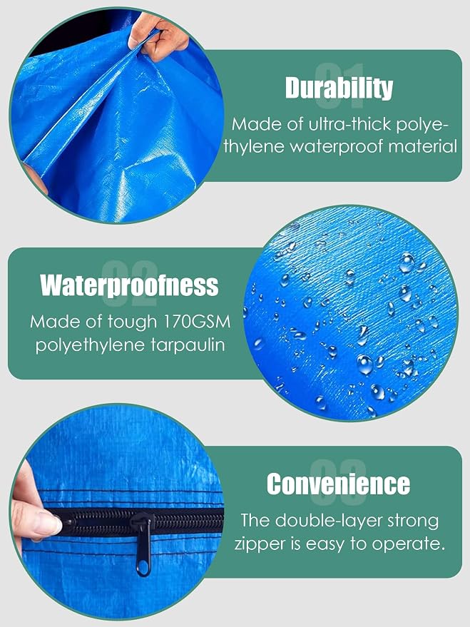 WTREE Double Shield Mattress Bag for Moving and Storage, 8 Reinforced Handles Mattress Cover with Internal Clear Mattress Protector, 170GSM Heavy Duty Tarp Mattress Mover Tool, Twin